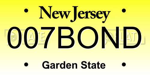 007BOND New Jersey License Plate