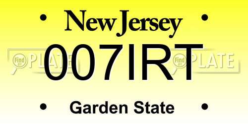 007IRT New Jersey License Plate