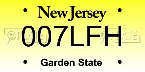 007LFH New Jersey License Plate