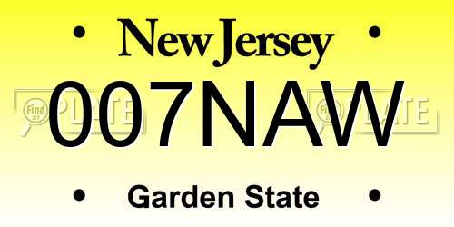 007NAW New Jersey License Plate