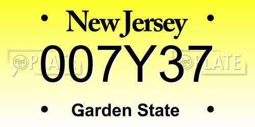 007Y37 New Jersey License Plate