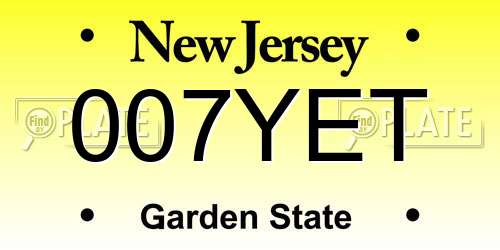 007YET New Jersey License Plate