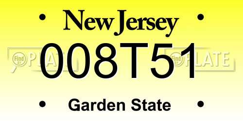 008T51 New Jersey License Plate