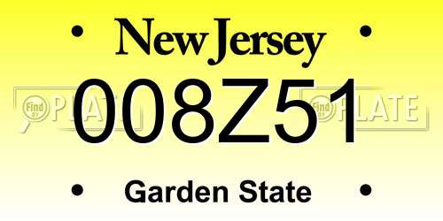008Z51 New Jersey License Plate