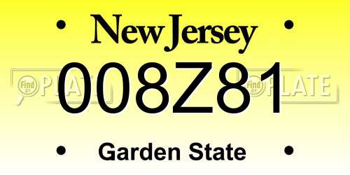 008Z81 New Jersey License Plate