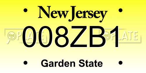 008ZB1 New Jersey License Plate