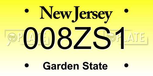 008ZS1 New Jersey License Plate