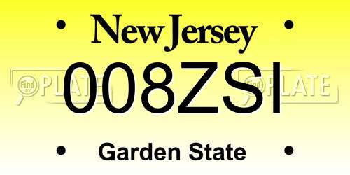 008ZSI New Jersey License Plate