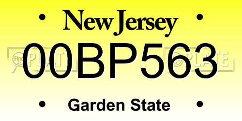00BP563 New Jersey License Plate
