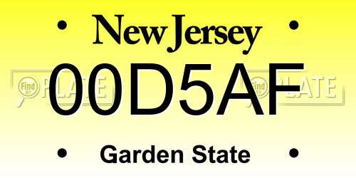 00D5AF New Jersey License Plate
