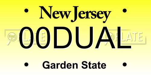 00DUAL New Jersey License Plate