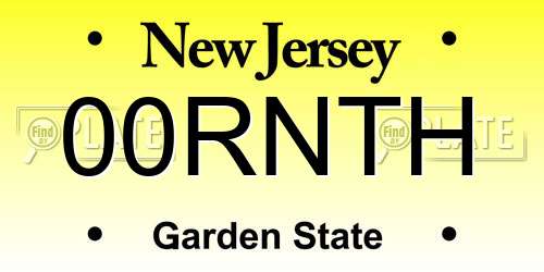 00RNTH New Jersey License Plate