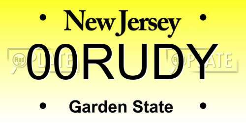 00RUDY New Jersey License Plate
