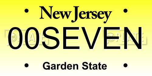 00SEVEN New Jersey License Plate