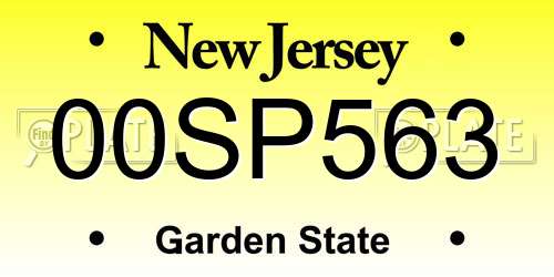 00SP563 New Jersey License Plate