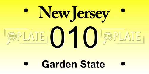 010 New Jersey License Plate