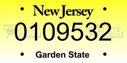 0109532 New Jersey License Plate