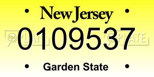 0109537 New Jersey License Plate