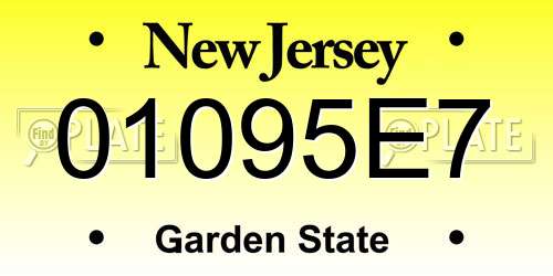 01095E7 New Jersey License Plate