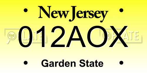 012AOX New Jersey License Plate