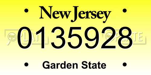 0135928 New Jersey License Plate