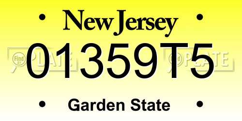 01359T5 New Jersey License Plate