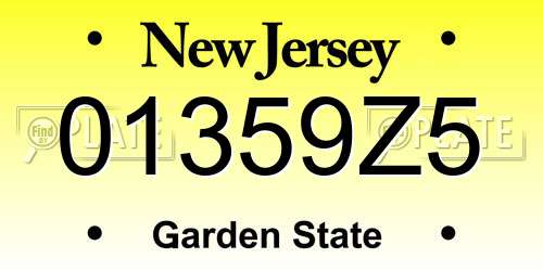 01359Z5 New Jersey License Plate