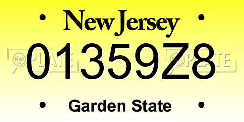01359Z8 New Jersey License Plate