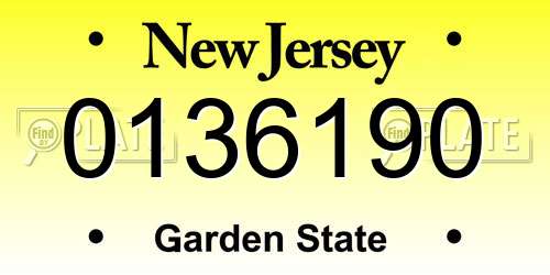 0136190 New Jersey License Plate