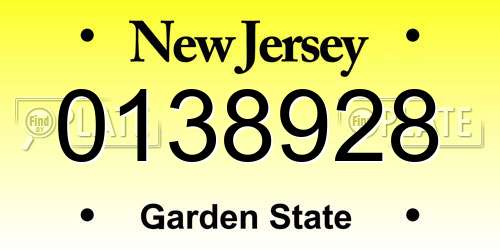 0138928 New Jersey License Plate