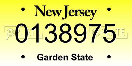 0138975 New Jersey License Plate