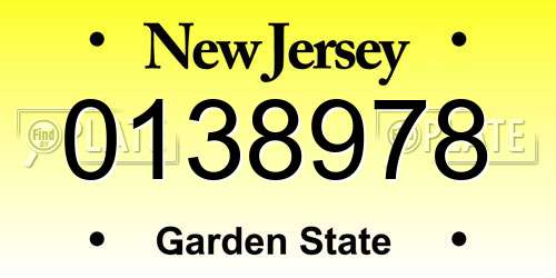 0138978 New Jersey License Plate
