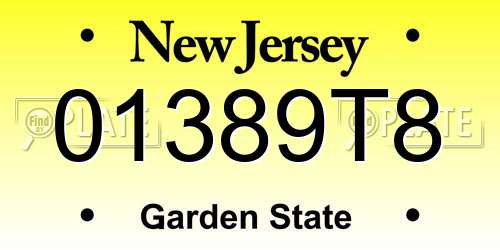 01389T8 New Jersey License Plate