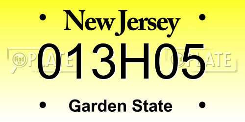 013H05 New Jersey License Plate