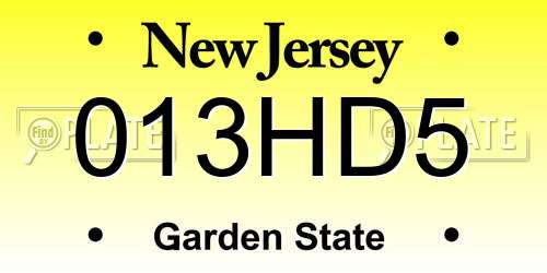 013HD5 New Jersey License Plate