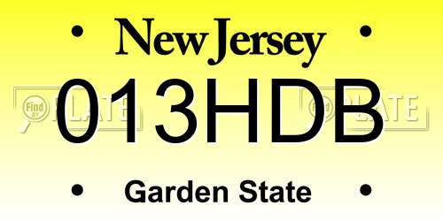 013HDB New Jersey License Plate