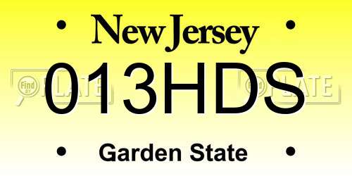 013HDS New Jersey License Plate