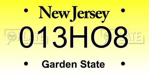 013HO8 New Jersey License Plate