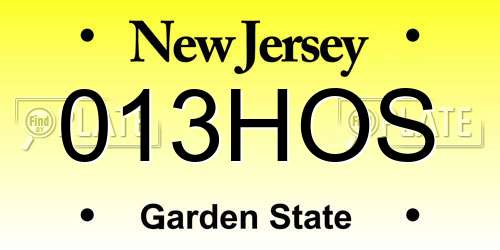 013HOS New Jersey License Plate