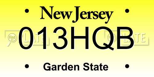 013HQB New Jersey License Plate