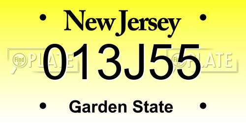 013J55 New Jersey License Plate