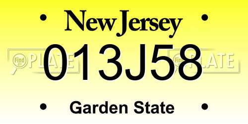 013J58 New Jersey License Plate