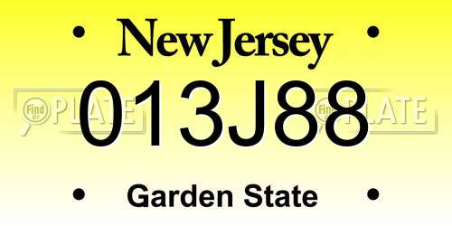 013J88 New Jersey License Plate