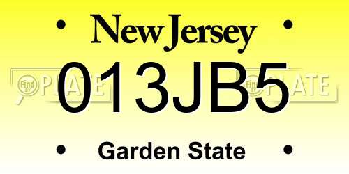 013JB5 New Jersey License Plate