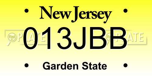 013JBB New Jersey License Plate