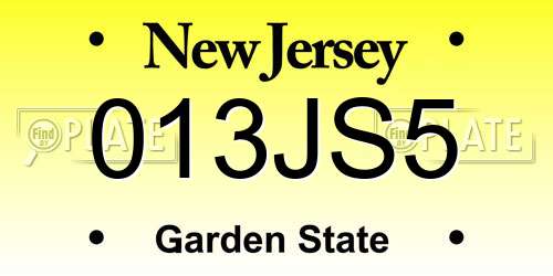 013JS5 New Jersey License Plate