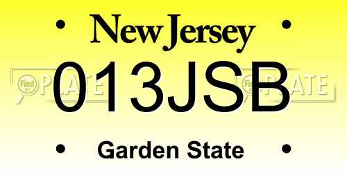 013JSB New Jersey License Plate