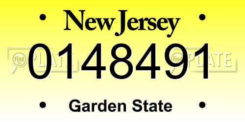 0148491 New Jersey License Plate