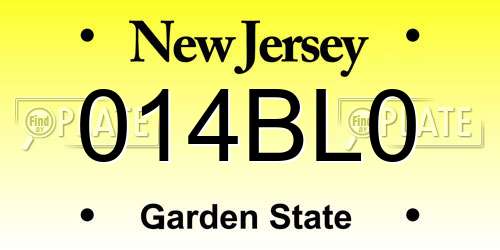 014BL0 New Jersey License Plate