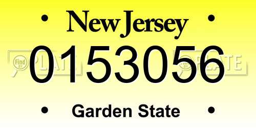 0153056 New Jersey License Plate